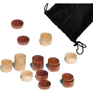 30 Pieces of Checkers just one Game- Wooden Chess Pieces only-Checkers Pieces (30MM) (Brown and Off-white)