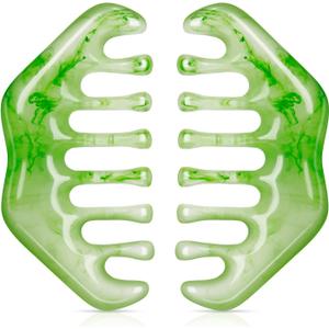 Geiserailie 2 Pcs Jade Combs Massage Stone Hair Gua Sha Scraping Scalp Comb Facial Massage Tool Multifunctional Handheld Head Tools Head Caring Therapy Christmas Gift for Women(Elegant Style)