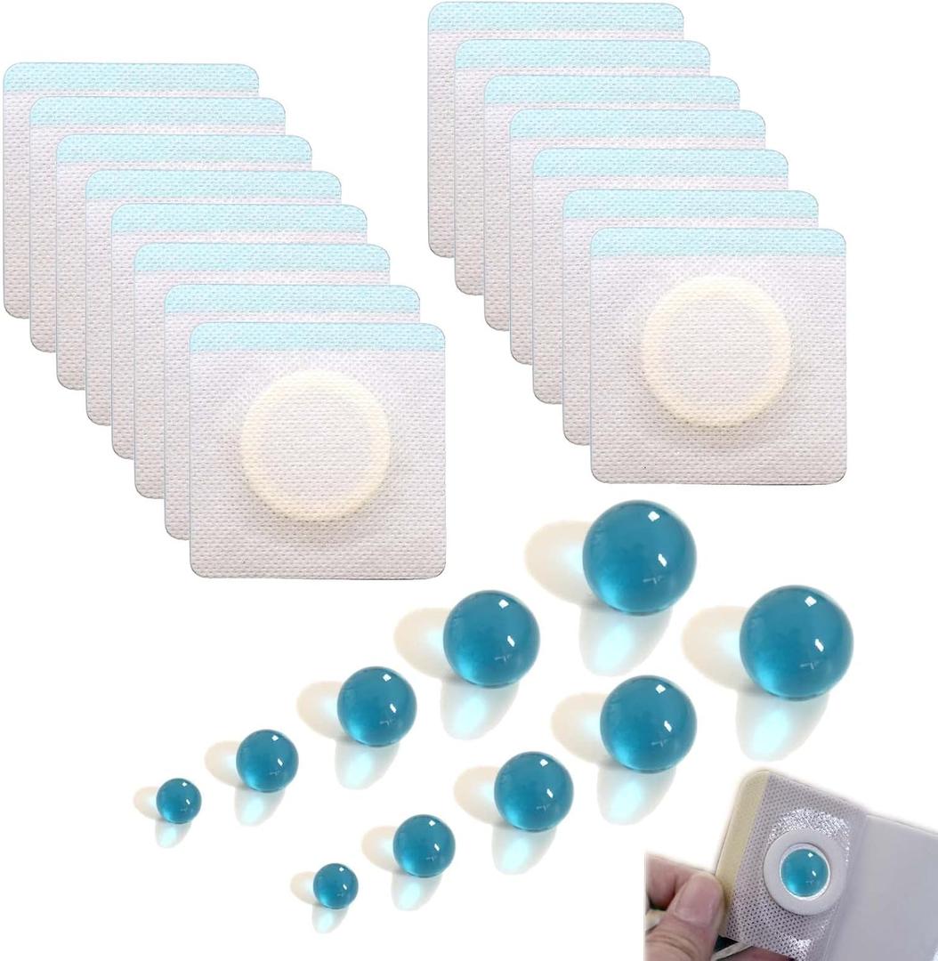 IKJNMLP 10 PC Round Ball-shaped Belly Button Plug Belly Button Shaper Post Tummy(5 Different Sizes) and 15 pc Breathable Belly Button Patch (Sky blue)