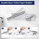 Brushed Nickel Toilet Paper Holder, Adhesive or Screw Toilet Roll Holder Wall Mount, SUS304 Stainless Steel Double Post Pivoting Toilet Roll Holder for Bathroom, Kitchen, Washroom
