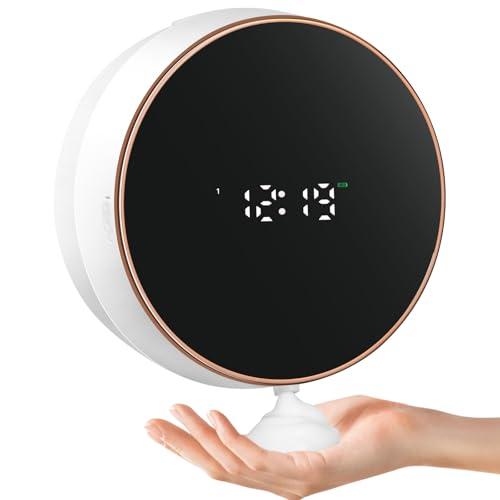 Automatic Soap Dispenser Foam Bathroom: Wall Mount Rechargeable Touchless Adjustable Auto Smart Electric Plastic White Foaming Soap Dispenser with Clock - Kitchen - Hand Dish Lotion Couple Kids