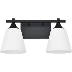 Black Bathroom Vanity Light Fixtures, 2 Lights Traditional Vanity Lighting Fixture with Opal Glass Shade, Porch Wall Mount Light Fixture for Bathroom, Mirror Cabinets Hallway Stairs, Matte Black