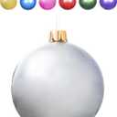 Inflatable Oversized Ornaments Jumbo Christmas Balls 15" 18" 25" or 30" inches Holiday Decorations Indoor Outdoor (Silver)