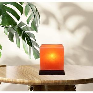 NB Himalayan Pink Salt Lamp 8 x 6 x 6 Inches  Cube Shape Natural Crystal Rock Salt Lamp with Dimmer Switch & Extra Bulb  Warm Amber Glow Night Light for Bedroom, Office & Living Room