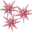 32 Inch Red White Gingham Star Burst Balloons For Christmas Party Decor, Red Plaid Checkered Explosion Star Balloons for Summer BBQ, Pizza Picnic Party,Rustic Farmhouse Decorations