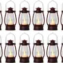 Reperla 12Pcs Hand-Brushed Red Mini Lanterns for Vintage Christmas Table Decorations – 6Inch Small Candle Lanterns for Western Cowboy Camping Halloween Weddings Party Centerpiece & Hanging Ornaments