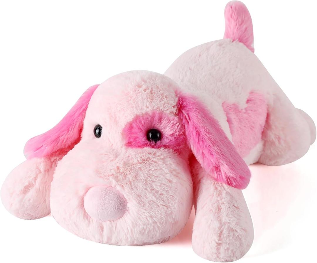 meowtastic Pink Dog Weighted Stuffed Animals - 22 Inch 4.5 Pounds Weighted Plush Dog Stuffed Animals - Big Stuffed Dog Plush Pillow - Cute Plush Toys Gifts for Kids & Adults (22" 4.5 lbs) (Medium)
