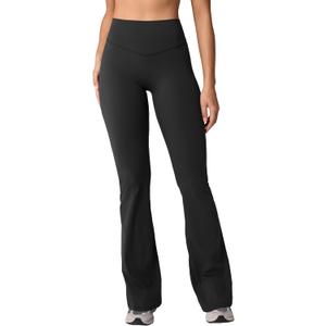 Hugcurve No Front Seam High Waisted Flare Leggings for Women Bootcut Yoga Pants Buttery Soft - 29.5''/31.5''/33.5'' (Medium, Black)