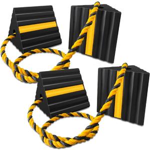 HOXWELL Rubber Wheel Chocks for RV Trailer Camper Truck Car Aircraft Boat, Versatile Rubber Chocks Block Stopper for Tire with Reflective Strips, Utility Trailer Camper RV Accessories