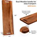 2 Pcs Large Acacia Wooden Charcuterie Boards with Handle 36 x 12 Inch