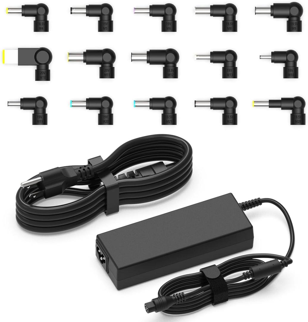 Hafiuege 90W Universal Laptop Charger Computer AC Adapter Compatible with HP Gateway Toshiba Acer ASUS Dell Lenovo Samsung, Monitor Power Cord with 15 Tips