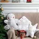 Oudain 3 Pcs Christmas House Man Throw Pillows Neutral Taupe Ivory Plush Snowflake Gingerbread Men House Shaped Decorative Fluffy Pillow for Xmas Sofa Couch Cushion Bed Home Winter Party Decor