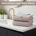 2 Pack Oversized Bath Towels 40 x 80 in Coral Fleece Extra Large Brown and White Striped Bath Sheets Microfiber Quick Dry Absorbent Shower Towel for Beach Pool Hotel Bathroom Spa Gym