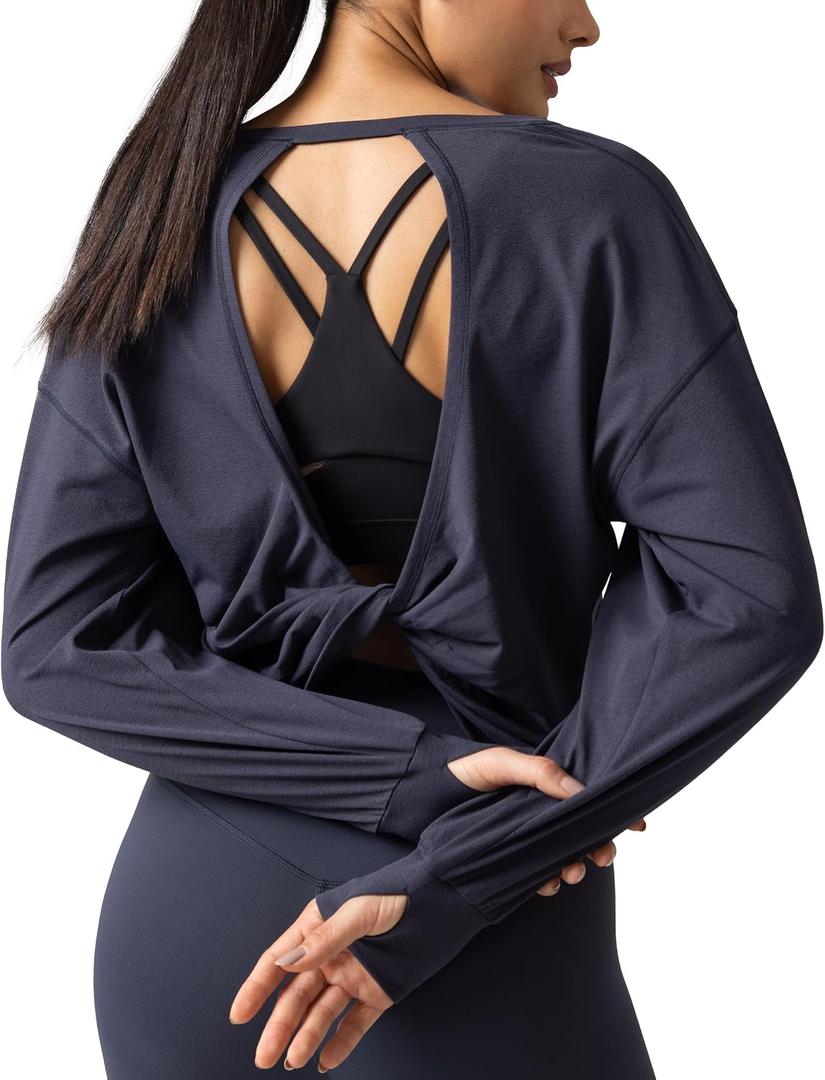 Colorfulkoala Long Sleeve Shirts for Women Oversized Crew Neck Tops Casual Workout Fashion T-Shirts