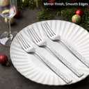 E-far 12-Piece Hammered Dinner Forks Set, 7.9 Inch Stainless Steel Forks for Home, Kitchen or Restaurant, Non-toxic & Mirror Polished, Squared Edge & Dishwasher Safe