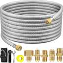 24Ft High Pressure Braided Propane Hose Extension and fittings with Conversion Coupling 3/8" Flare to 1/2" Female NPT, 1/4" Male NPT, 3/8" Male Flare for BBQ Grill, Fire Pit, Heater