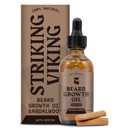 Striking Viking Beard Growth Oil with Biotin - 2 Fl Oz, 1 Pack, Sandalwood - Thickening, Conditioning Biotin Beard Growth Serum for Men with Argan & Jojoba Oil - Facial Hair Serum for Men