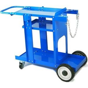 Foxngear Heavy Duty Welding Cart Blue for TIG MIG Welder Plasma Cutter, Large 3-Tier Welder Cart with Gas Bottle Storage, Swivel Caster Wheels, Steel Welding Table, 38.5" L x 15.5" W x 26" H