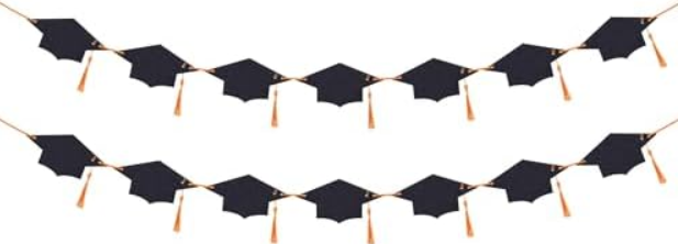 Gexolenu Class Of 2025 Graduation Decorations, Congrats Grad Banners With Tassel For High School Party Decor, College Graduation Party Favor, 14 Caps, Orange & Black Paper with Glitter Finish