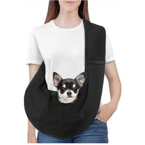 Pawaboo Small Dog Sling Carrier, Reversible Hands Free Dog Sling Carriers for Small Dogs and Cats, Puppy Slings Carrier with Safety Harness, Puppy Essentials, Black