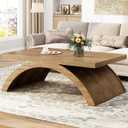 HSH 47" Modern Rectangle Wood Coffee Table for Living Room, Arched Base | Large Rectangular Center Table, Low Table with Sculptural Arched Base, Annual Ring Wood Grain, 200 lb Capacity, Easy Assembly, 47.25 Inch