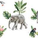 Murwall Kids Wall Decal Peel and Stick Safari Animal Wall Decals Cute African Animals Set Wall Sticker Zebra Giraffe Elephant Lion Leaves Sticker Kids Room Childroom