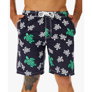 KAILUA SURF Mens Swim Trunks Long, Quick Dry Boardshorts, 9 Inches Inseam Bathing Suits with Mesh Lining Sea Turtle 2XL