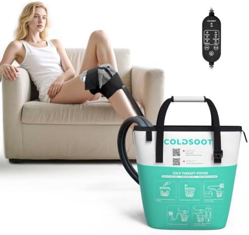 COLDSOOT Ice Machine for Knee After Surgery, Cold Therapy Machine w/Timer | Portable Cold Therapy Machine for Knee Replacement Recovery, Cold Therapy Pain Relief for ACL/TKR, Cryotherapy with Knee Pad