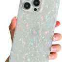 Compatible with iPhone 16 Pro Max Case Rectangle Edge for Women,Luxury Sparkle Colorful Shell Case Protective Soft Slim Girly Cover for 16 Pro Max - 6.9 inch (Colorful Shell)