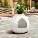 Egg-Shaped Hidden Plant Litter Box, Cat Litter Box Enclosure with Replaceable Plant Tray Top, Waterproof Cat Litter Cabinet Furniture, Odor Concealed Cat Box for Living Room Bedroom Corner