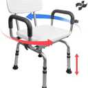 Jachee Swivel Shower Chair for Elderly and Disabled, Rotating Shower Seat for Inside Shower with Arms and Back, Height Adjustable Bath Chair for Seniors with Shower Head Holder