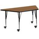 Flash Furniture Mobile 22.5''W x 45''L Trapezoid Grey HP Laminate Activity Table - Standard Height Adjustable Legs, 25.5"W X 46.25"L