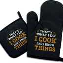 That's What I Do I Cook and I Know Things,Funny Oven Mitts and Pot Holders,Silicone Non-Slip Oven Mitts,Chef Gift,Housewarming Gift Ideas,Cooking Baking BBQ Gifts