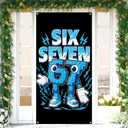 Funny 6 7 Meme Door Cover Italian Brainrot 67 Six Seven Birthday Party Decorations for School Classroom Office Home Door Banner