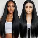 Lace Front Wigs Human Hair 13x4 HD Lace Frontal Wigs 180% Density Brazilian Virgin Human Hair Wigs for Black Women Glueless Wigs Pre Plucked with Baby Hair Natural Hairline (18inch)