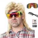 Lotfon Mullet Wigs for Men Joe Dirt Emo Wig 80s Costumes Fancy Party Accessory Cosplay Wig Halloween Man x (Light Blonde)