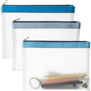 Mr. Pen- Clear Pencil Pouch, 9" x 6.88", 3 Pack, Blue Shades, Large, Pencil Bags, Clear Makeup Pouch