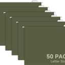 50pcs Green Hanging File Folders,Filing Cabinet, Letter Size with 1/5-Cut Adjustable Tab Durable, 50 pcs Per Box