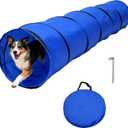 Dog Agility Tunnel with Carry Bag and Ground Spikes, Foldable 10-Foot Tunnel for Dog Training, Dog Agility Equipment for Outdoor, Backyard, Indoor Use, KINETOVOLTA