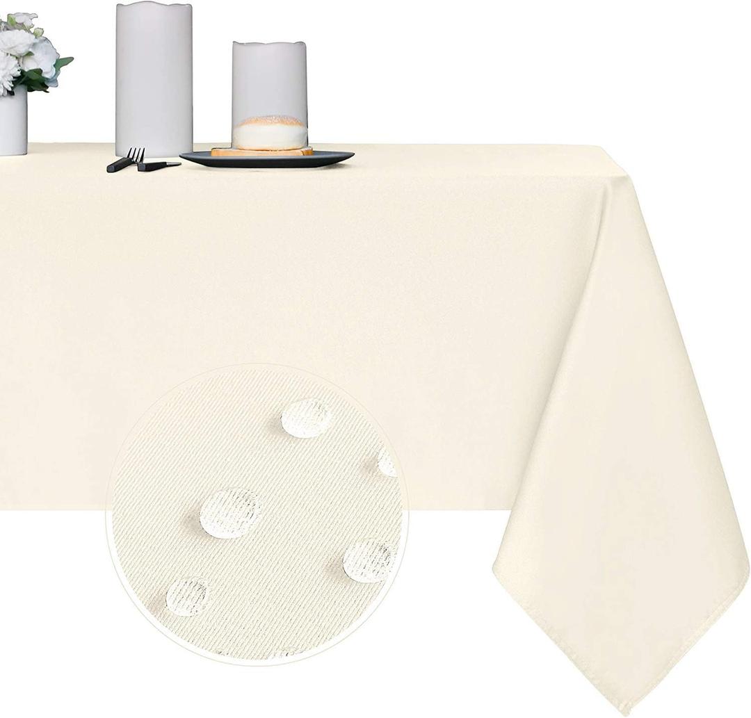 Obstal 210GSM Rectangle Table Cloth - Heavy Duty Water Proof Microfiber Tablecloth, Decorative Fabric Table Cover for Outdoor and Indoor Use (Ivory,60 x 84 Inch)