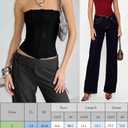 Mylleure Women Sheer Mesh Tube Top Back Zip Up Sleeveless Strapless Bandeau Crop Top Sexy See Through Going Out Streetwear (Black, Small)