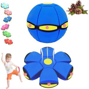 Pop up Ball, Magic Ball, Magic Bouncing Ball, Flying Saucer Bouncy Ball, Dual Form Freely Switchable Toy with 6 Light, Parent-Child Interaction, Suitable for Indoor & Outdoor (Blue)