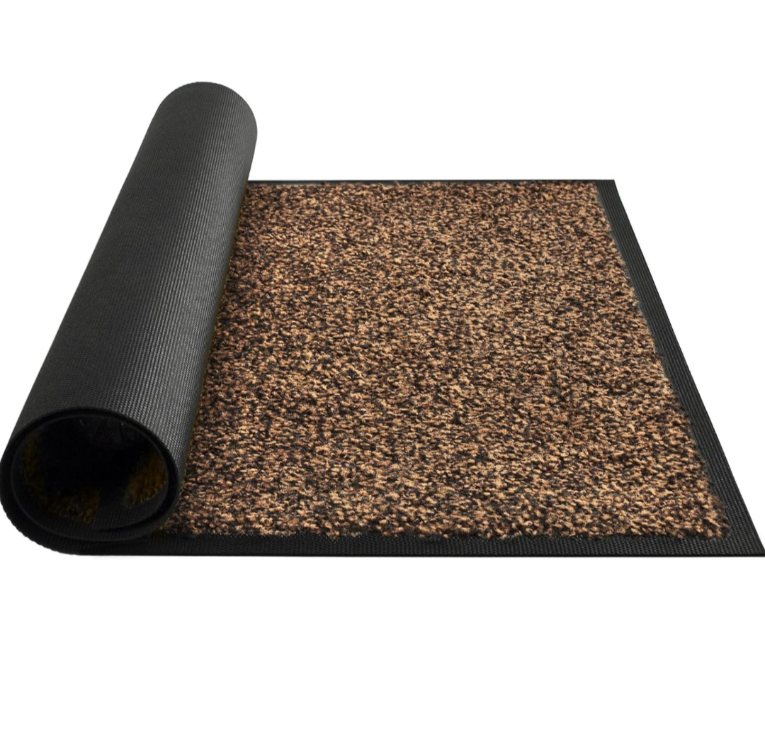 MATALL Microfiber Inside Doormat - 29.5”x17” Home Welcome Mat Easy Clean Washable Entryway Rug Floor Mat for House (Black&Brown)
