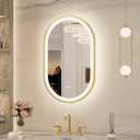 Keonjinn Oval LED Bathroom Mirror 20x32 Inch, Gold Beveled Metal Frame, Frontlit & Backlit Bathroom Mirror with 3 Color Tempurature, Dimmable Lighted Mirrors for Wall with Anti-Fog, HD Tempered Glass