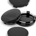 4PCS Car Wheel Center Caps, 60MM/2.36In OD 56MM/2.2In ID Center Hub Cover, ABS Snap-in Vehicle Rim Hub Caps, Rustproof Dustproof Center Cap for Rims, Universal Wheel Hub Decoration (Black)