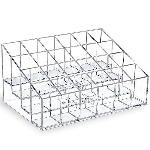MOSIKER Lipstick Organizer,Small Clear Plastic Compact Lip Gloss Chapstick Perfume Sample Mascara Holder with 24 Slots MOSIKER Lipstick Organizer,Small Clear Plastic Compact Lip Gloss Chapstick Perfume Sample Mascara Holder with 24 Slots