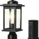 Dusk to Dawn Outdoor Post Light with GFCI Outlet, Waterproof Lamp Post Light Fixture, Aluminum Exterior Post Lamp for Driveway, Backyard, Garden (Black)