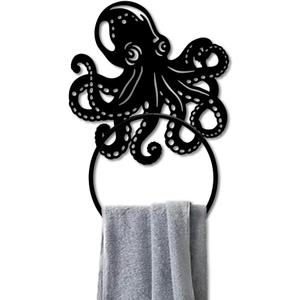 MAYJOYDIY Octopus Towel Rack Metal Towel Ring Holder Wall Mounted Round Octopus Tentacle Wall Decor Round Hand Towel Holder Metal Hand Towel Ring Holder for Bathroom Wall Mounted Hanging