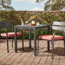 Outdoor 18 inch Square Patio Dining Chair Pads Comfortable Fiber-Filled Seat Cushions with Ties, Reversible Polyester Fabric - Coral, Set of 2