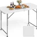 Pureegg 4FT Folding Table - No Assembly Required, Versatile Dining Table with Carrying Handle & Tabletop Safety Lock, Portable Foldable Table for Party, Craft, Camping, Picnic, White, 4TF